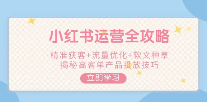 小红书运营全攻略，精准获客+流量优化+软文种草，揭秘高客单产品投放技巧-百货大全