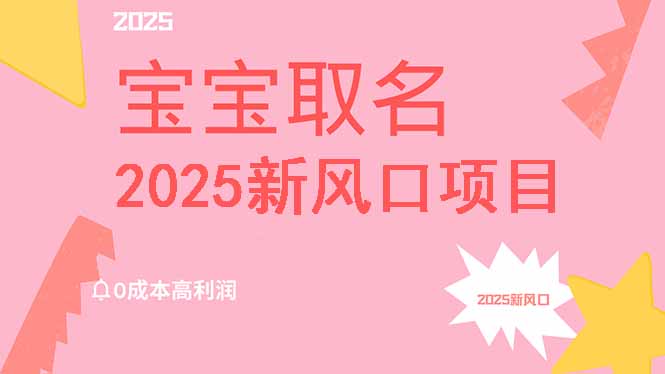 2025新风口项目宝宝取名，0成本高利润，附保姆级教程，月入过万不是梦-百货大全