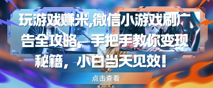 玩游戏挣米，微信小游戏刷广告全攻略，手把手教你变现秘籍，小白当天见效-百货大全