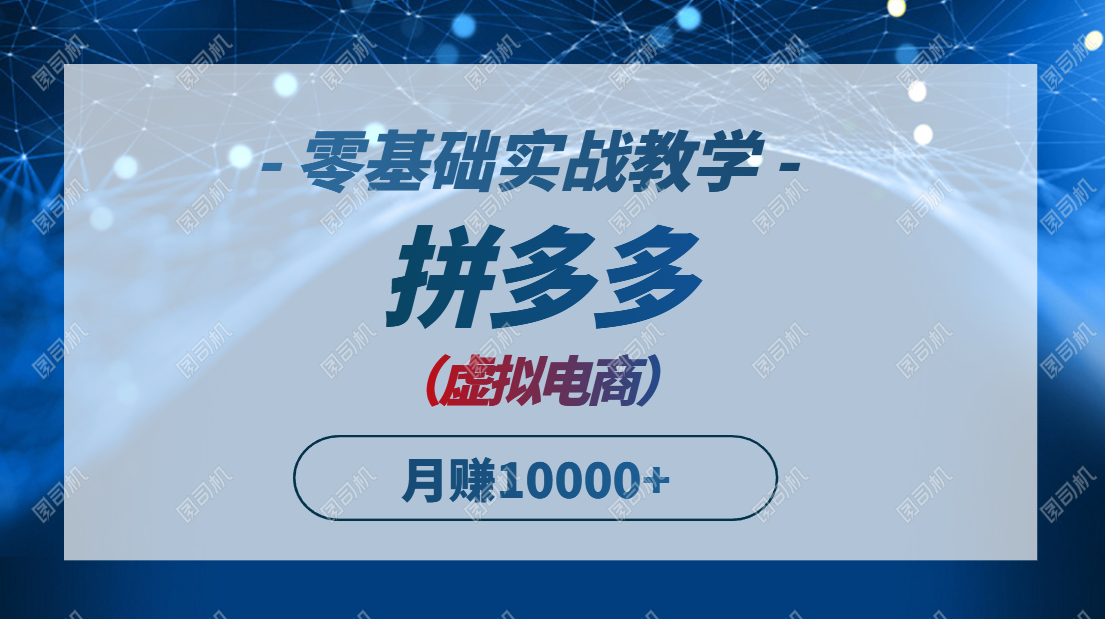 拼多多虚拟电商，零基础实战教学，快速打爆商品，新手也能月入10000+-百货大全
