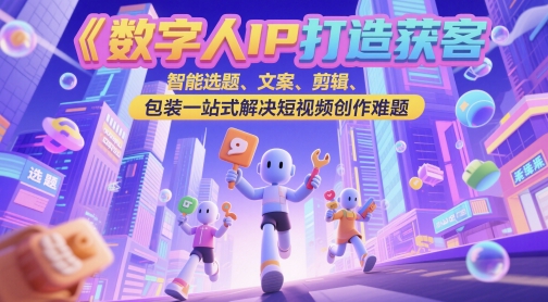 数字人IP打造获客变现实操课，智能选题、文案、剪辑、包装一站式解决短视频创作难题-百货大全