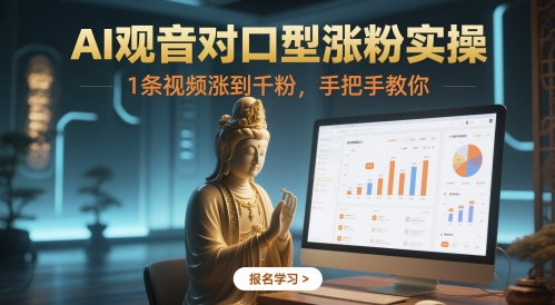AI观音对口型涨粉实操，1条视频涨到千粉，手把手教你-百货大全
