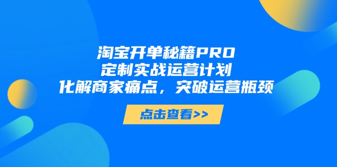淘宝开单秘籍PRO，定制实战运营计划，化解商家痛点，突破运营瓶颈-百货大全