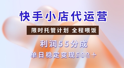 快手小店代运营，限时托管计划，收益55分，单日稳定变现多张【揭秘】-百货大全