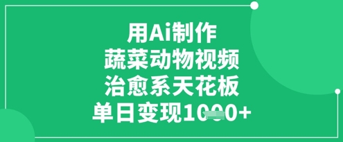 用Ai制作蔬菜动物视频，治愈系天花板，单日变现1k-百货大全