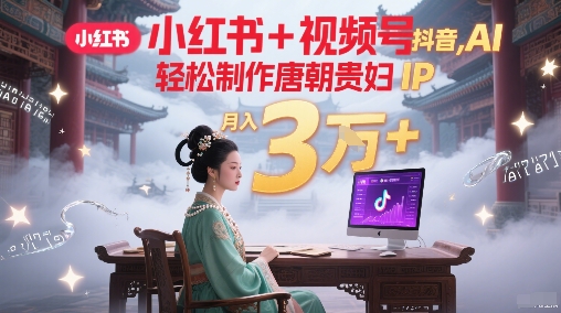 小红书+视频号+抖音，AI轻松制作唐朝贵妇IP，每天30分钟，轻松产出N条，月入3W+-百货大全