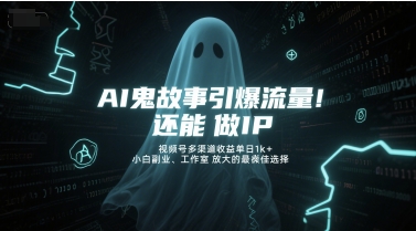 AI鬼故事引爆流量，还能做IP，视频号多渠道收益单日1k+，小白副业、工作室放大的最佳选择-百货大全