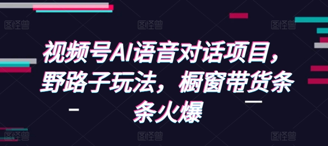 视频号AI语音对话项目，野路子玩法，橱窗带货条条火爆-百货大全