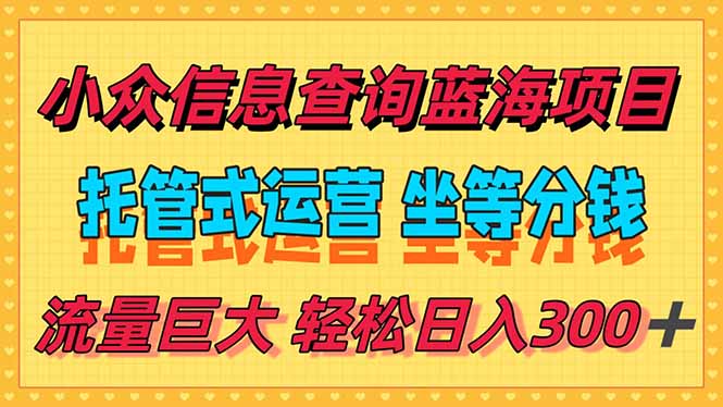 稳定日入300＋，小众信息查询蓝海项目，全程懒人式托管，解放你的时间-百货大全
