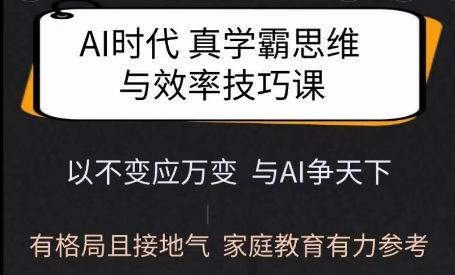 Ai时代真学霸思维与学习方法课，有格局且接地气，家庭教育有力参考-百货大全