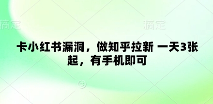 卡小红书漏洞，做知乎拉新 一天3张起，有手机即可-百货大全