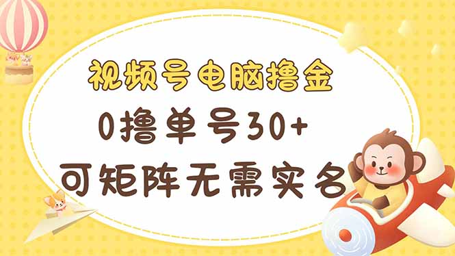 视频号电脑撸金 0撸单号30+ 可矩阵 无需实名多号多得-百货大全