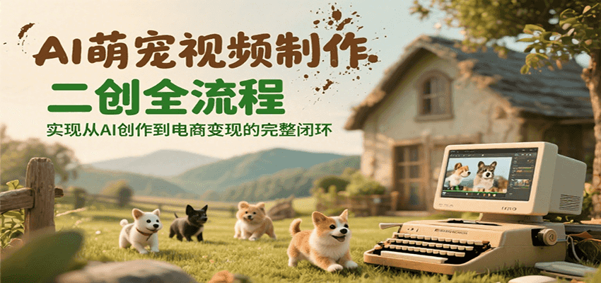 AI萌宠视频制作二创全流程，实现从AI创作到电商变现的完整闭环-百货大全