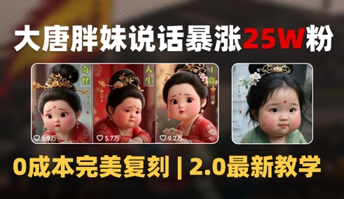 AI大唐胖贵妃说话2.0，40条视频暴涨40w粉，附独家变现攻略-百货大全
