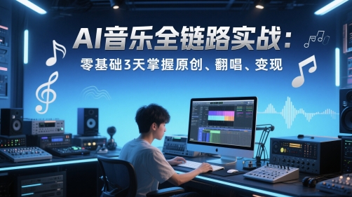 AI音乐全链路实战变现课：零基础3天掌握原创、翻唱、变现-百货大全