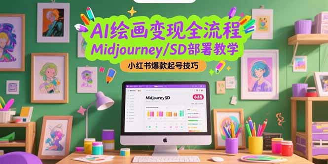 AI绘画变现全流程，Midjourney/SD部署教学，小红书爆款起号技巧-百货大全