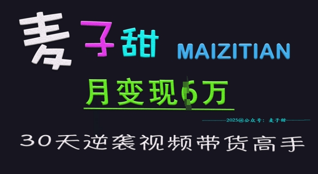 麦子甜30天逆袭视频带货高手，单月变现6W加特训营-百货大全