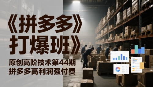 《拼多多打爆班》原创高阶技术第44期，拼多多高利润强付费-百货大全