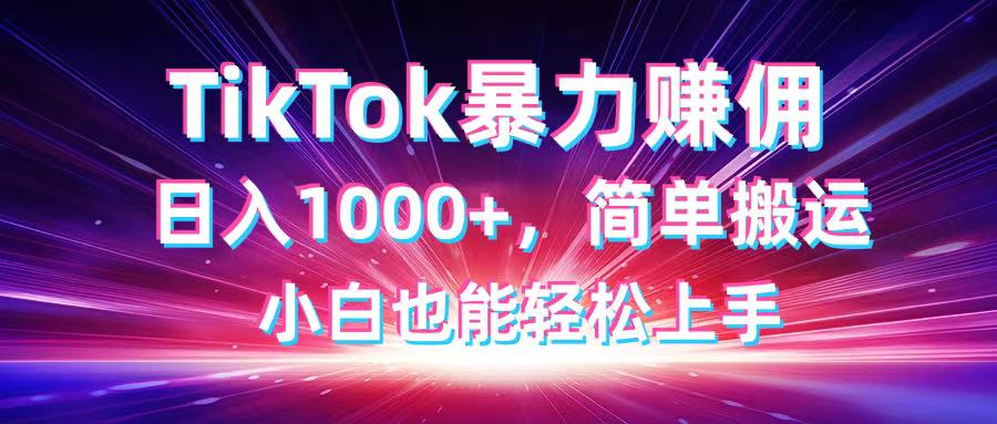 TikTok搬运暴力赚佣，日入1000+，简单搬运，小白也能轻松上手-百货大全