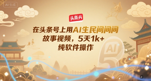 在头条号上用AI生民间故事视频，5天1k+，纯软件操作-百货大全