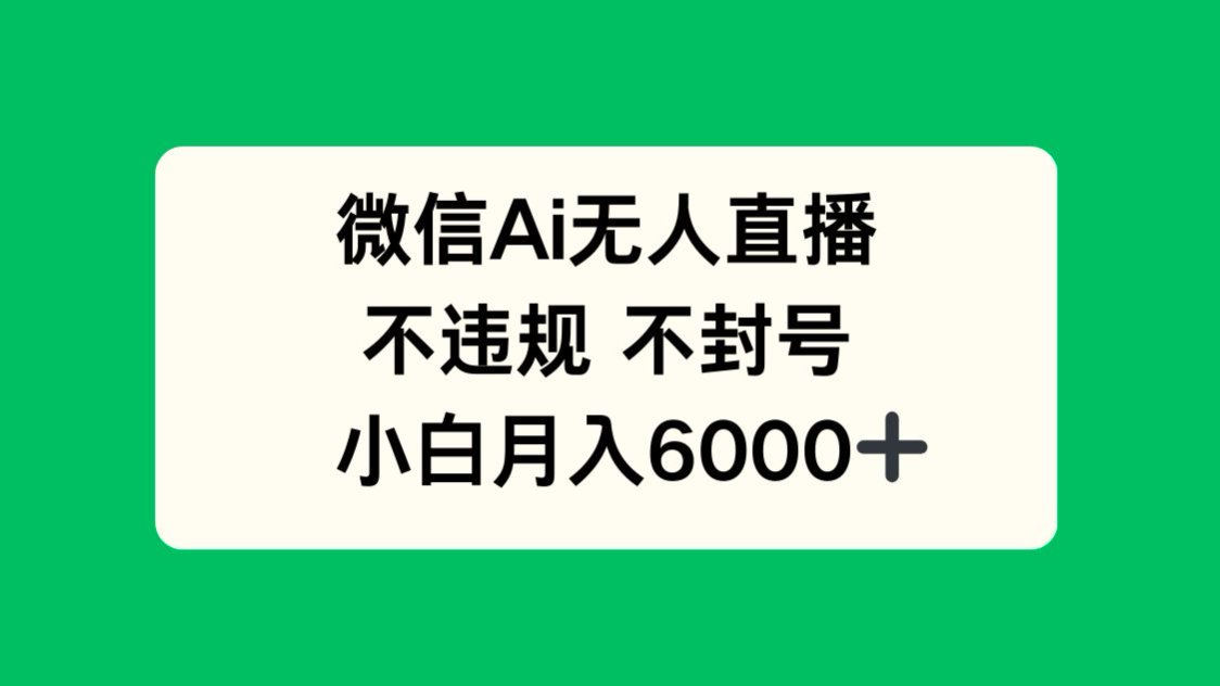 微信AI无人直播，不违规 不封号 ，小白月入6000+-百货大全