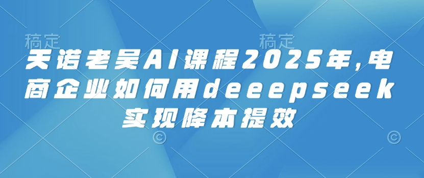 天诺老吴AI课程2025年，电商企业如何用deeepseek实现降本提效-百货大全