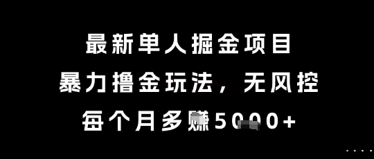最新单人掘金项目，暴力撸金玩法，无风控，每个月多挣5k+【揭秘】-百货大全