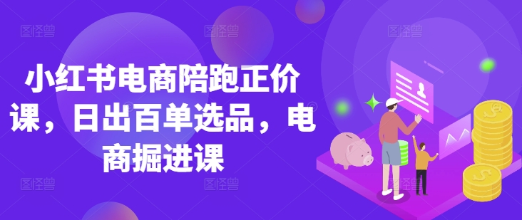 小红书电商陪跑正价课，小红书官方认证电商讲师教学，日出百单选品，电商掘进课-百货大全