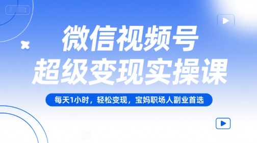 微信视频号超级变现实操课，每天1小时，轻松变现，宝妈职场人副业首选-百货大全