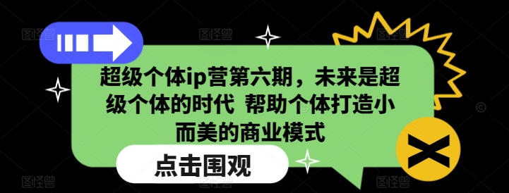 超级个体ip营第六期，未来是超级个体的时代  帮助个体打造小而美的商业模式-百货大全
