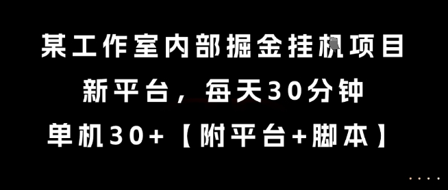 某工作室内部掘金挂G项目，新平台，每天30分钟，单机30+【揭秘】-百货大全