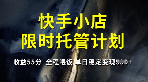 快手小店限时托管计划，收益55分，全程喂饭，单日稳定变现5张【揭秘】-百货大全
