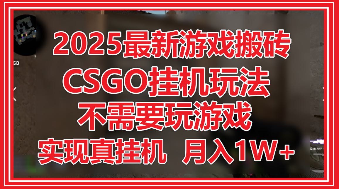 2025最新游戏搬砖，CSGO挂机，不需要玩游戏，实现真挂机，月入1W+-百货大全