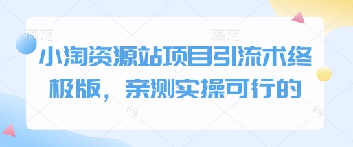 小淘资源站项目引流术终极版，亲测实操可行的-百货大全