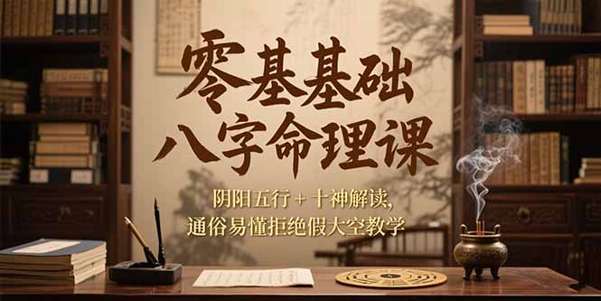 零基础八字命理课，阴阳五行+十神解读，通俗易懂拒绝假大空教学-百货大全