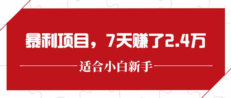 最新暴利项目，每单收益轻松在300以上，7天赚了2.4万-百货大全