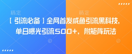 【引流必备】全网首发咸鱼引流黑科技，单日曝光引流500+，附矩阵玩法【揭秘】-百货大全