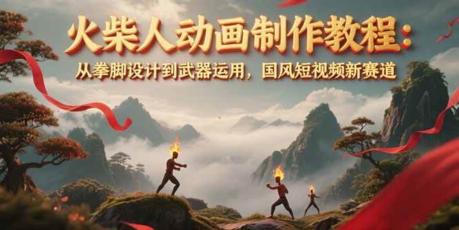 图片[1]-火柴人动画制作教程：从拳脚设计到武器运用，国风短视频新赛道-百货大全