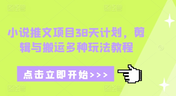 小说推文项目38天计划，剪辑与搬运多种玩法教程-百货大全