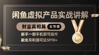精品！闲鱼虚拟产品实战讲解，新手一部手机即可操作，副业月利润可达5k+-百货大全