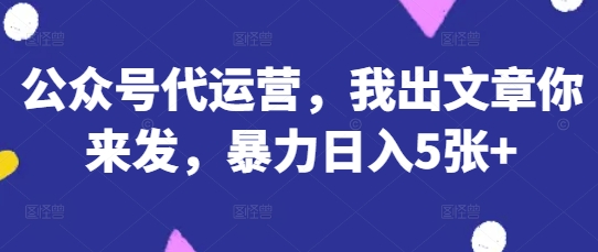 公众号代运营，我出文章你来发，暴力日入5张+【揭秘】-百货大全