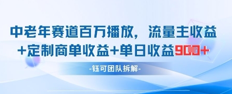 中老年赛道百万播放+流量主收益+定制收益，单日收益9张-百货大全