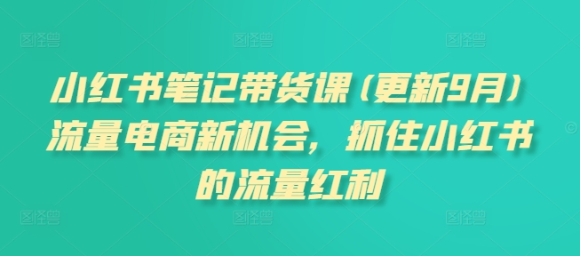 小红书笔记带货课(更新25年6月)流量电商新机会，抓住小红书的流量红利-百货大全