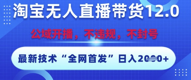 淘宝无人直播带货12.0，最新技术，不封号，不违规，操作简单，开播爆单，日入多张【揭秘】-百货大全