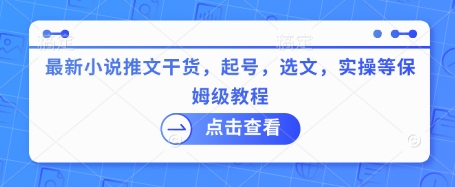 最新小说推文干货，起号，选文，实操等保姆级教程-百货大全