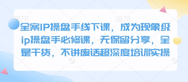 全案IP操盘手线下课，成为现象级ip操盘手必修课，无保留分享，全是干货，不讲废话超深度培训实操-百货大全