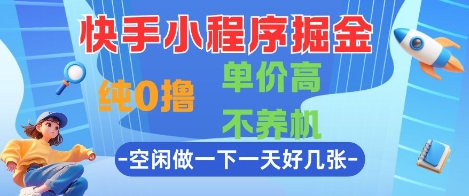 快手小程序掘金，纯0撸，单价高不养机 利用空闲时间做一做，一天好几张【揭秘】-百货大全