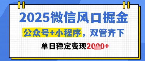 2025微信风口掘金，公众号+小程序双管齐下，单日稳定变现1k+【揭秘】-百货大全