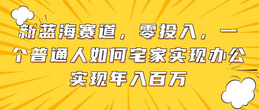 新蓝海赛道，零投入，一个普通人如何宅家办公实现年入百万-百货大全