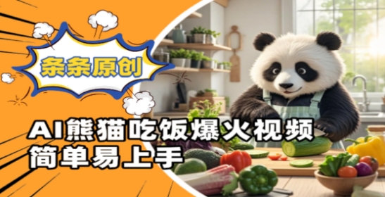 Ai熊猫吃饭爆火视频，条条原创，简单易上手-百货大全